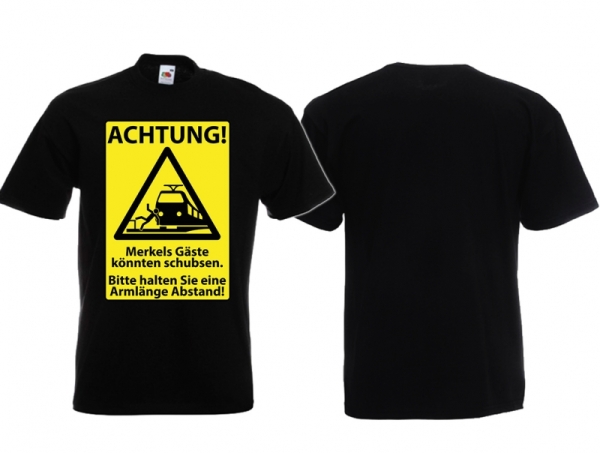 T-Hemd - Achtung - Merkels Gäste - schwarz T-Hemd - Achtung - Merkels Gäste - schwarz