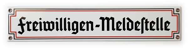 Emailleschild - Freiwilligen-Meldestelle - riesig Emailleschild - Freiwilligen-Meldestelle - riesig