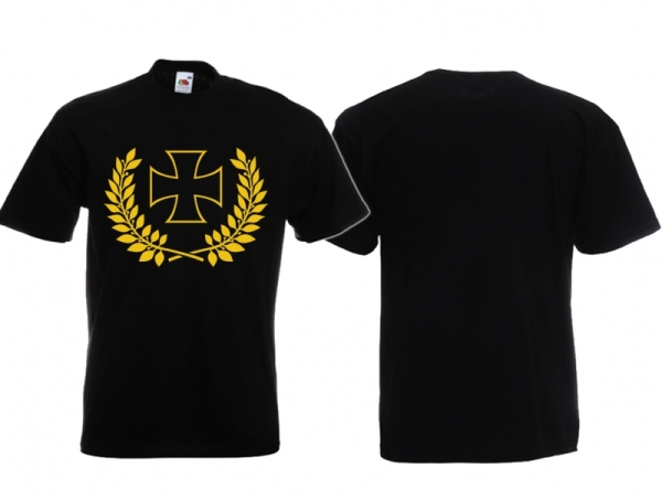 T-Hemd - Eisernes Kreuz im Kranz- schwarz/gold T-Hemd - Eisernes Kreuz im Kranz- schwarz/gold