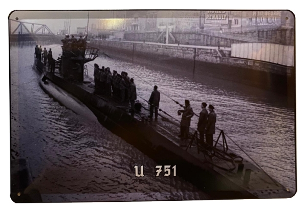 Blechschild - Deutsches U-Boot - U-751 - D158 (85) Blechschild - Deutsches U-Boot - U-751 - D158 (85)