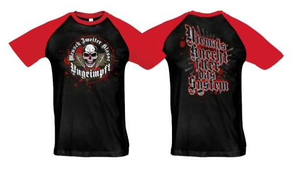 Raglan T-Shirt - Ungeimpft - Mensch zweiter Klasse - schwarz/rot Raglan T-Shirt - Ungeimpft - Mensch zweiter Klasse - schwarz/rot