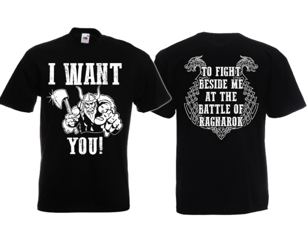 Frauen T-Shirt - I want You - For the battle of Ragnarok - schwarz/weiß Frauen T-Shirt - I want You - For the battle of Ragnarok - schwarz/weiß