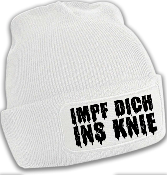 Mütze - BD - Impf dich ins Knie - weiß/schwarz Mütze - BD - Impf dich ins Knie - weiß/schwarz