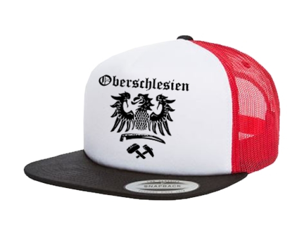 Cap Oberschlesien mit Adler - 3-Tone - schwarz/weiß/rot - Trucker Cap Cap Oberschlesien mit Adler - 3-Tone - schwarz/weiß/rot - Trucker Cap