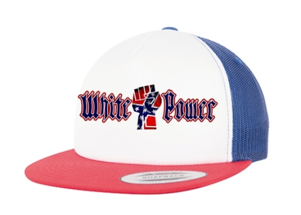 Cap White Power - Dog Face - Südstaaten - Faust - 3-Tone - rot-weiß-royal - Trucker Cap Cap White Power - Dog Face - Südstaaten - Faust - 3-Tone - rot-weiß-royal - Trucker Cap
