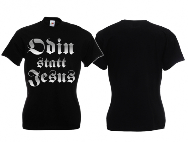 Frauen T-Shirt - Odin statt Jesus - Motiv 3 - schwarz/silber Frauen T-Shirt - Odin statt Jesus - Motiv 3 - schwarz/silber