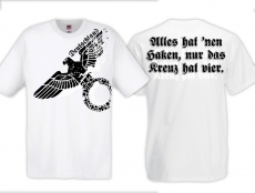 Frauen T-Shirt - Alles hat nen Haken, nur das Kreuz hat vier - weiß Frauen T-Shirt - Alles hat nen Haken, nur das Kreuz hat vier - weiß
