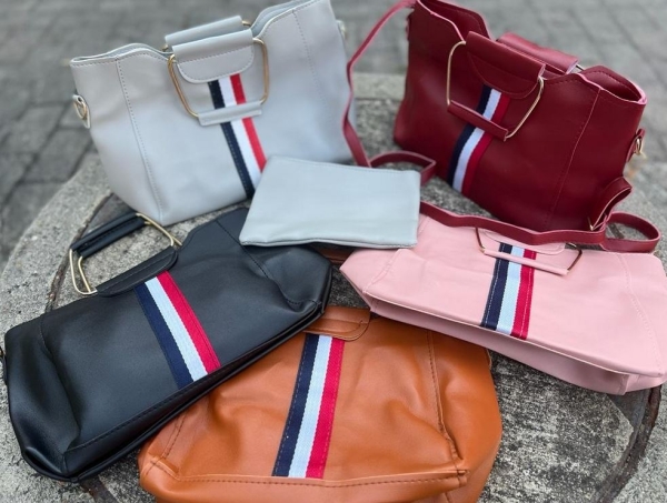 Frauen Handtasche - Stripe - rot - mit Geldbeutel