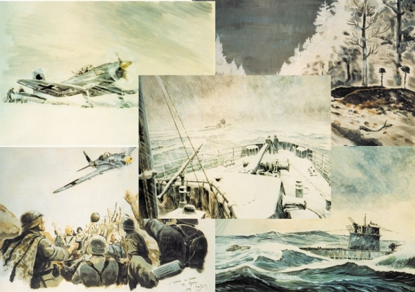 5 dekorative Wandbilder - &quote;Kriegsgemälde&quote;