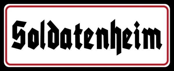 Blechschild - 27x10cm - Soldatenheim - schwarz/weiß/rot Blechschild - 27x10cm - Soldatenheim - schwarz/weiß/rot
