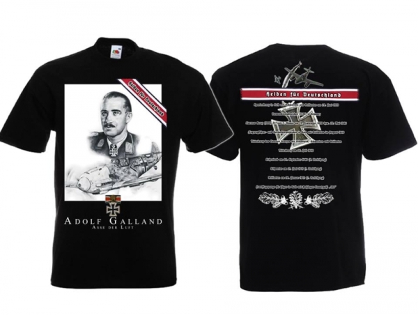 T-Hemd - Helden für Deutschland - Adolf Galland - schwarz T-Hemd - Helden für Deutschland - Adolf Galland - schwarz