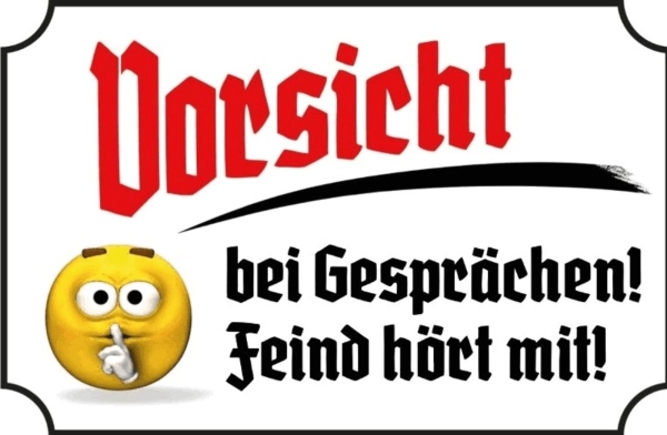 Holzschild - 12x18cm - Vorsicht bei Gesprächen - Feind hört mit Holzschild - 12x18cm - Vorsicht bei Gesprächen - Feind hört mit
