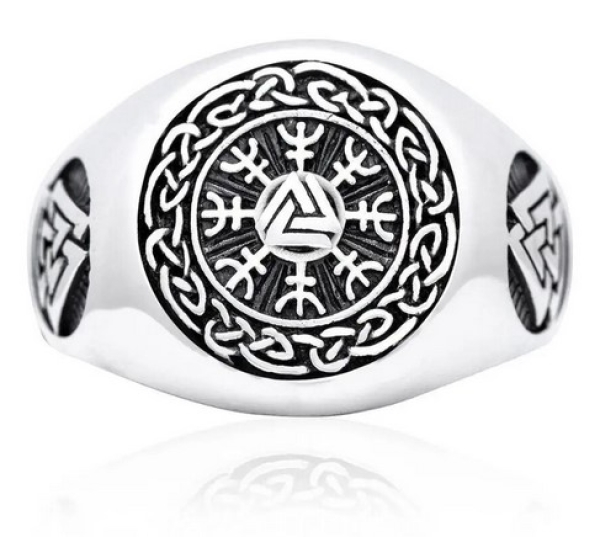 Ring - Vegvisir mit Valknut