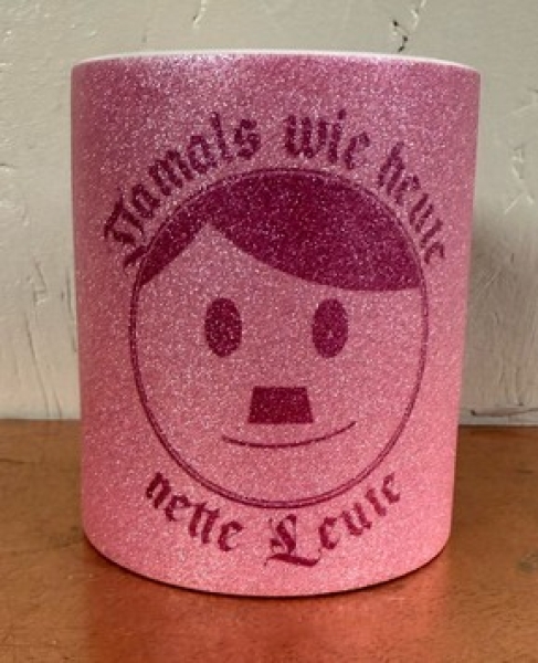 Glitzer Tasse - pink - Nettes Gesicht