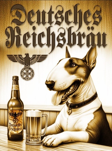 Blechschild - 20x30cm - Reichsbräu - Bullterrier Blechschild - 20x30cm - Reichsbräu - Bullterrier