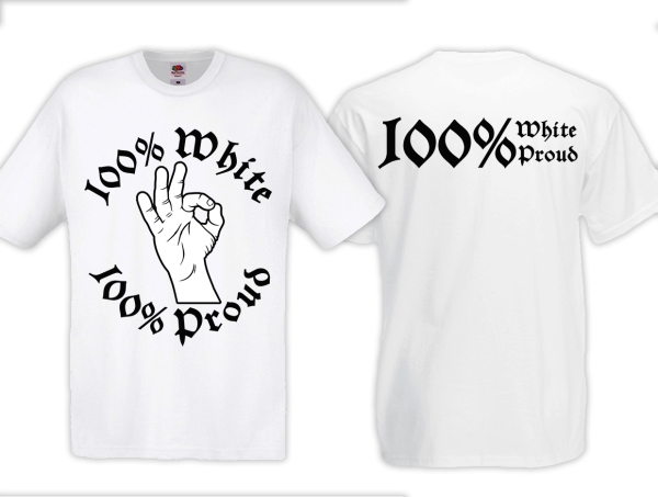 Frauen T-Shirt - White Power - Logo - Modern - 100% White/Proud - großer Frontdruck - weiß