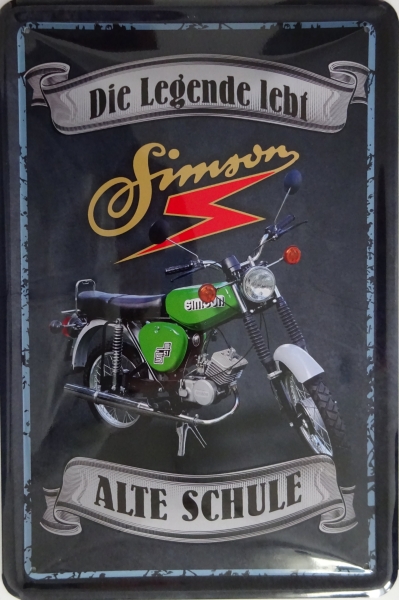 Blechschild - Simson - alte Schule - die Legende lebt (S51) - BS690 (454)