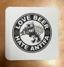 Getränkeuntersetzer - Love Beer Hate Antifa - weiß Getränkeuntersetzer - Love Beer Hate Antifa - weiß
