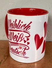 Tasse - rot - weiblich weiß deutsch