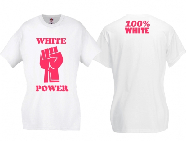 Frauen T-Shirt - White Power - weiß/pink - klein Frauen T-Shirt - White Power - weiß/pink - klein