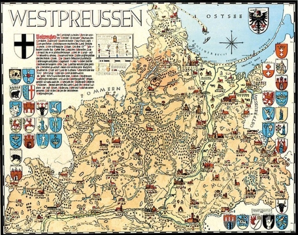 Bildwandkarte - Westpreußen Bildwandkarte - Westpreußen