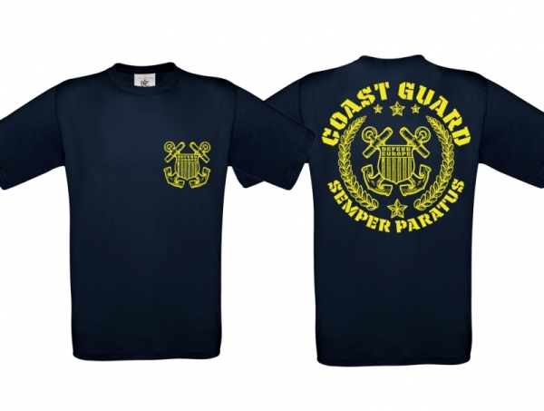T-Hemd - Coastguard - navy/gelb - Motiv3 T-Hemd - Coastguard - navy/gelb - Motiv3