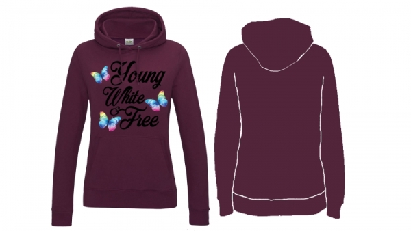 Frauen College Hoodie - young, white & free - burgundy Frauen College Hoodie - young, white & free - burgundy