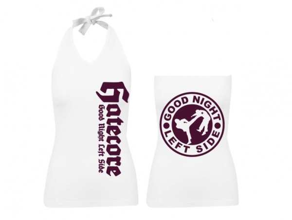 Frauen Neckholder Top - Hatecore - GNLS - weiß/lila - Motiv 2