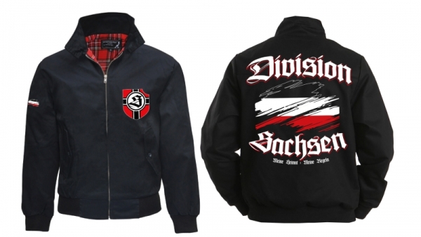 Harrington Jacke - bedruckt - schwarz - Division Sachsen - Motiv 2 Harrington Jacke - bedruckt - schwarz - Division Sachsen - Motiv 2