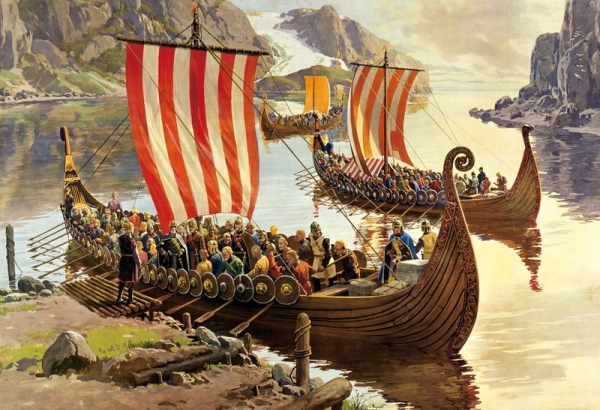 Wandbild - Das Osebergschiff – Ausfahrt der Wikinger Wandbild - Das Osebergschiff – Ausfahrt der Wikinger
