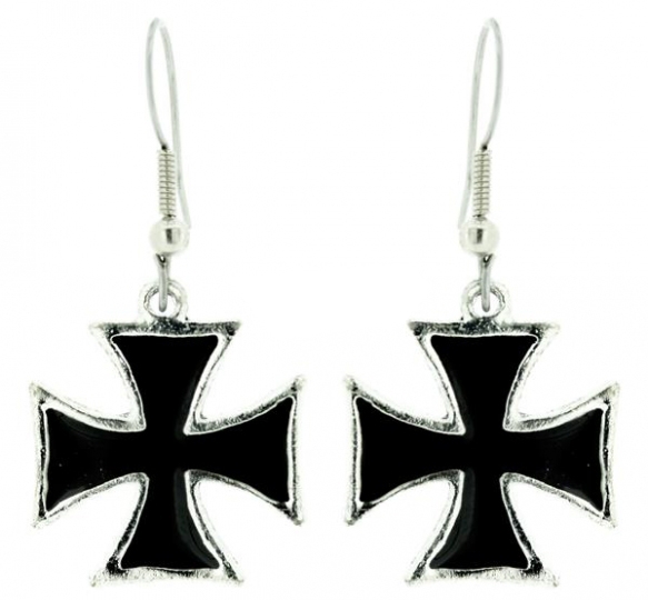 Ohrringe - Eisernes Kreuz - schwarz