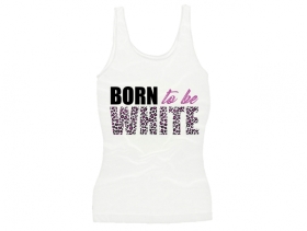 Frauen Top - Born to be white - Leopard - weiß/pink Frauen Top - Born to be white - Leopard - weiß/pink