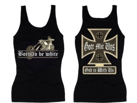 Frauen Top - Born to be white - Biker - schwarz Frauen Top - Born to be white - Biker - schwarz