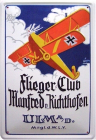 Blechschild - Flieger Club - Manfred von Richthofen - D88 (18) Blechschild - Flieger Club - Manfred von Richthofen - D88 (18)