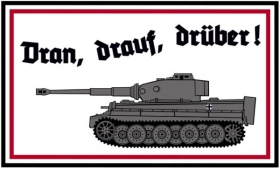 Emailleschild - Dran, drauf, drüber Emailleschild - Dran, drauf, drüber
