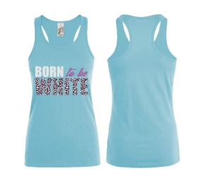 Frauen Top - Born to be white - Leopard - Atoll blau/pink Frauen Top - Born to be white - Leopard - Atoll blau/pink