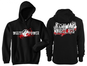 Kapuzenpullover - Kiss My White Ass - schwarz-weiß-rot Kapuzenpullover - Kiss My White Ass - schwarz-weiß-rot