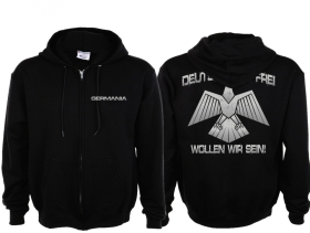 Kapuzenjacke - Deutsch und Frei - schwarz Kapuzenjacke - Deutsch und Frei - schwarz