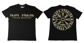 Premium Shirt - Aryan Warrior - Vegvisir Runenschrift - schwarz/beige Premium Shirt - Aryan Warrior - Vegvisir Runenschrift - schwarz/beige
