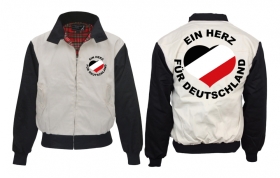 Harrington Jacke - bedruckt - schwarz/weiß - Ein Herz für Deutschland Harrington Jacke - bedruckt - schwarz/weiß - Ein Herz für Deutschland