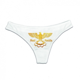String Tanga - Anti Antifa - Adler mit Schlagring - Gold - weiß String Tanga - Anti Antifa - Adler mit Schlagring - Gold - weiß