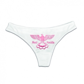 String Tanga - Anti Antifa - Adler mit Schlagring - Pink - weiß String Tanga - Anti Antifa - Adler mit Schlagring - Pink - weiß