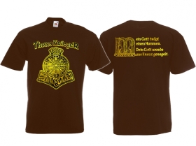 Frauen T-Shirt - Mein Gott trägt einen Hammer - braun Frauen T-Shirt - Mein Gott trägt einen Hammer - braun