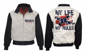 Harrington Jacke - bedruckt - schwarz/weiß - Redneck - My Life my Rules Harrington Jacke - bedruckt - schwarz/weiß - Redneck - My Life my Rules