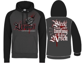 Baseball - Hoodie - Ungeimpft - Steckt euch eure Impfung in den Arsch - Charcoal/JetBlack +++EINZELSTÜCK+++ Baseball - Hoodie - Ungeimpft - Steckt euch eure Impfung in den Arsch - Charcoal/JetBlack +++EINZELSTÜCK+++