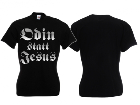 Frauen T-Shirt - Odin statt Jesus - Motiv 3 - schwarz/silber Frauen T-Shirt - Odin statt Jesus - Motiv 3 - schwarz/silber