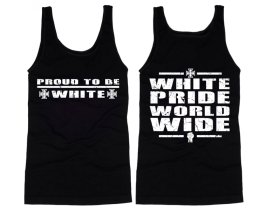 Muskelshirt/Tank Top - Proud to be White - schwarz/weiß Muskelshirt/Tank Top - Proud to be White - schwarz/weiß