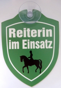 Schild mit Saugnapf - Reiterin im Einsatz