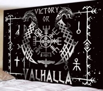 Wanddekoration - Tuch - Victory or Valhalla - schwarz/silber - 200x150cm