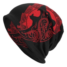 Beanie - Viking Wolf - schwarz/rot (56) Beanie - Viking Wolf - schwarz/rot (56)